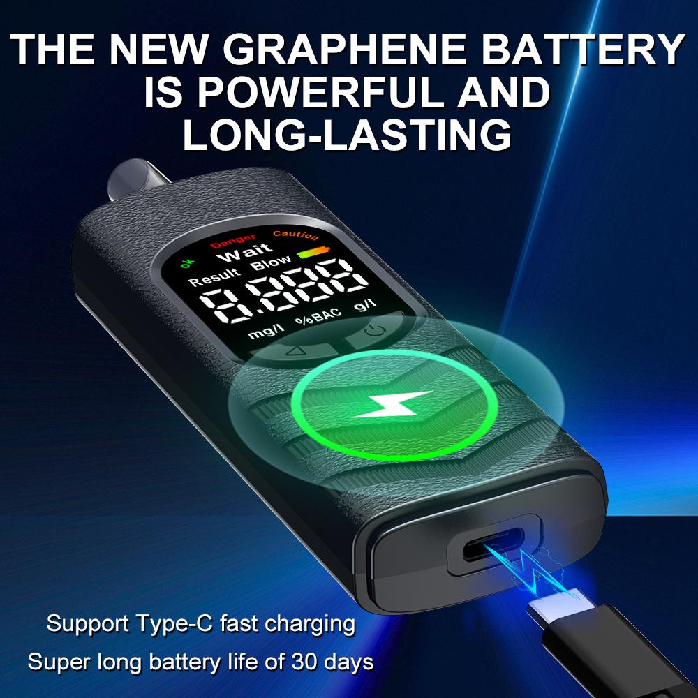 Portable Digital Alcohol Tester Breathalyzer With Mouthpiece Rechargeable High Accuracy Breath Alcohol Detector For Drivers