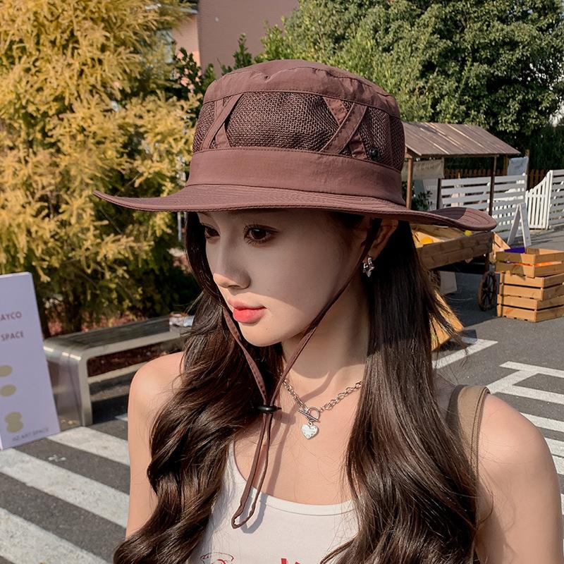 9245 Summer Big Brim Sunscreen Sun Hat Breathable Versatile Sunshade Bucket Hat Spring and Autumn Outdoor Mountaineering Hat Women