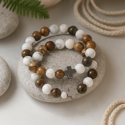Couple Bracelets Set of 2 Picasso Jasper Howlite