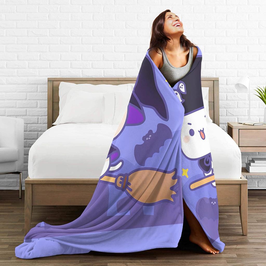 Super Warm BlanketStudents Picnic Bubu Dudu Halloween Throw Blanket Flannel Bedspread For Living Room Aesthetic Sofa Bed Cover