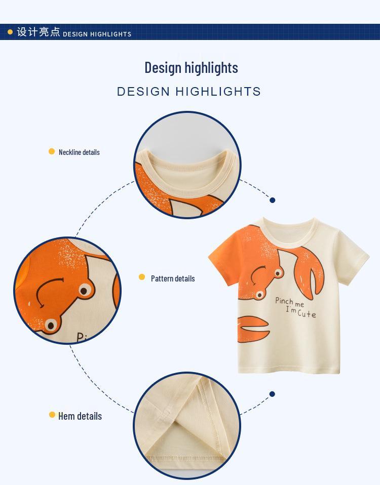 27kids Korean Style Summer 2025 New Arrival Children's Short-Sleeve T-Shirt