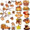 24pcs Autumn Thanksgiving Wooden Cutout Ornaments Cute Animal Pumpkin Pattern Wood Hanging Tree Window Harvest Home Decoration