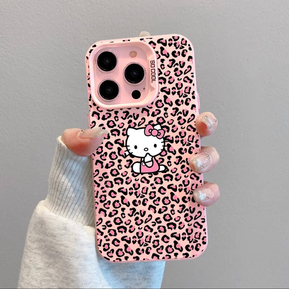 Leopard Hello Kitty Phone Case For IPhone 17 16 15 11 12 13 14 Pro Max 16 Plus 12 Mini 7 8 XR XS 15Pro MAX Cove
