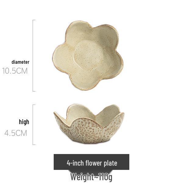 Japanese Handmade Wabi-Sabi Style Retro Pottery Salad and Dessert Plate