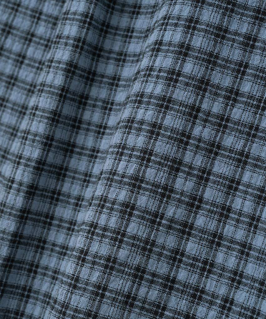 MILLO ARCHIVE Narrow Wrinkle Check Roll-Up Half Shirt [Grunge Blue]