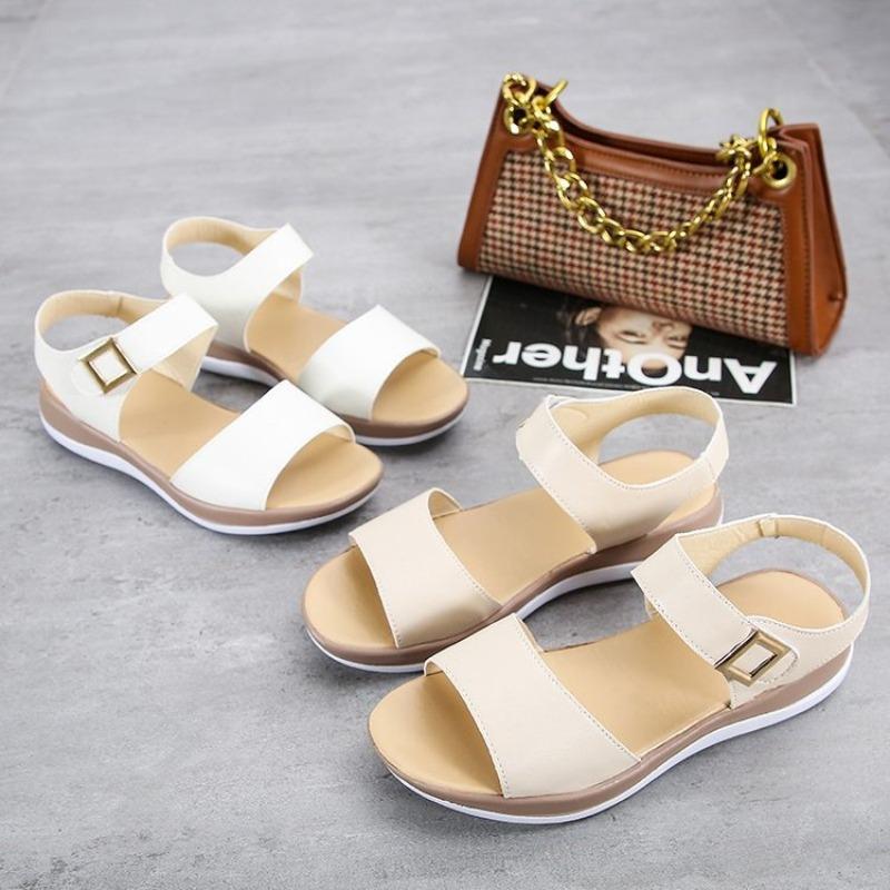 35-45 extra large size women's shoes summer new versatile flat-soled sandals soft-soled student Velcro women