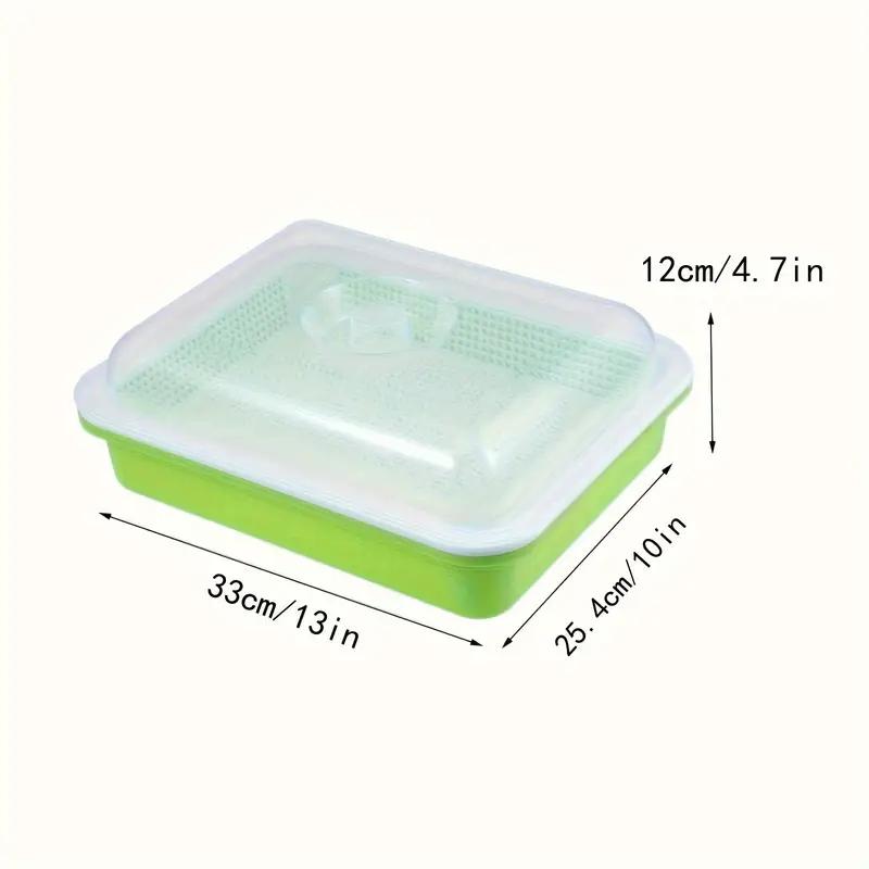 

1 шт., поддон для проращивания семян с крышкой, 13x10 дюймов, классический стиль, зеленый, удерживающий влагу, плотная сетка для проростков фасоли, ростков 33X26CM