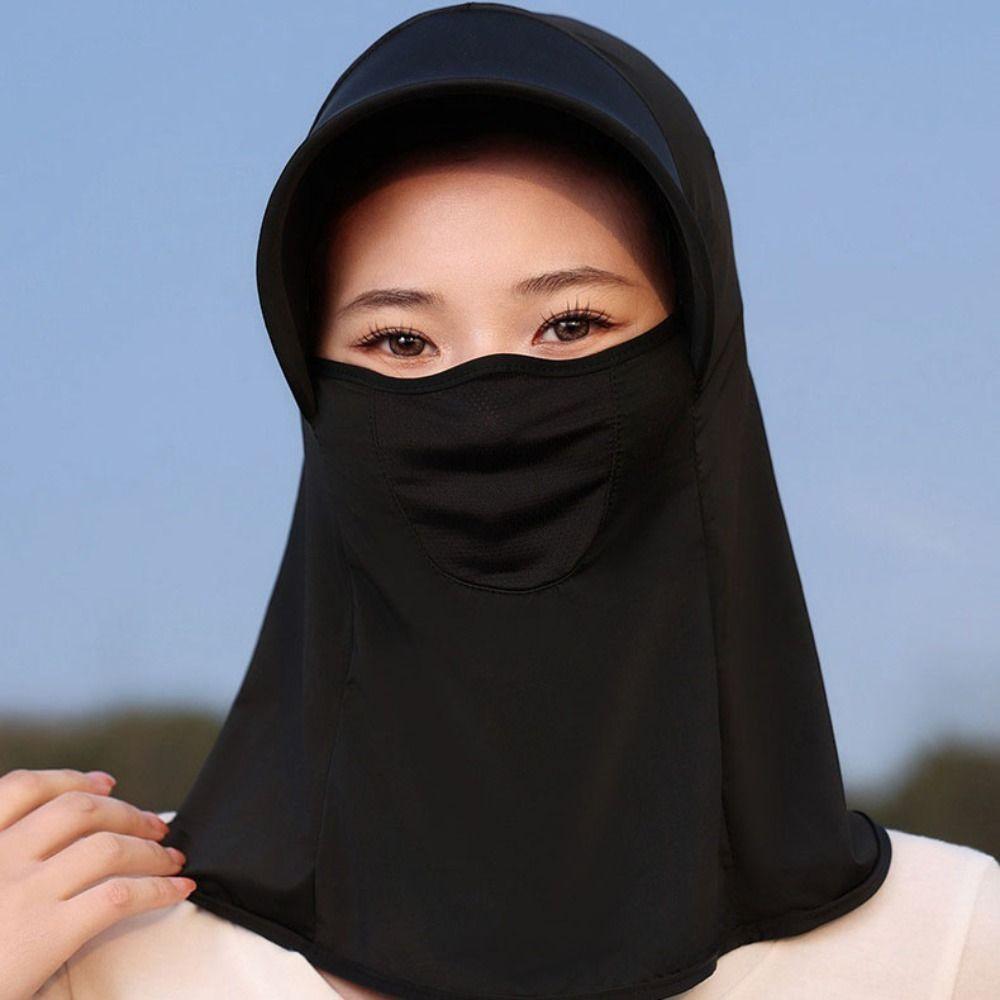 Dustproof Sunscreen Face Cover Solid Color UV Protection Veil Breathable Ice Silk Mask  Cycling