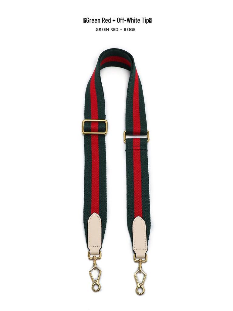 Adjustable 3.8CM Canvas Webbing Crossbody Strap in Green and Red - Single Purchase Replacement for G-Chi F-46 Bags
