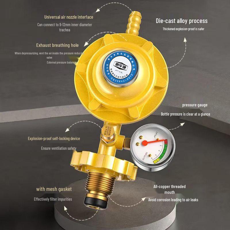 Explosionsgeschütztes 0,6 Druckreduzierventil für Flüssiggasflaschen - Selbstsichernd, Konstanter Druck für Warmwasserbereiter