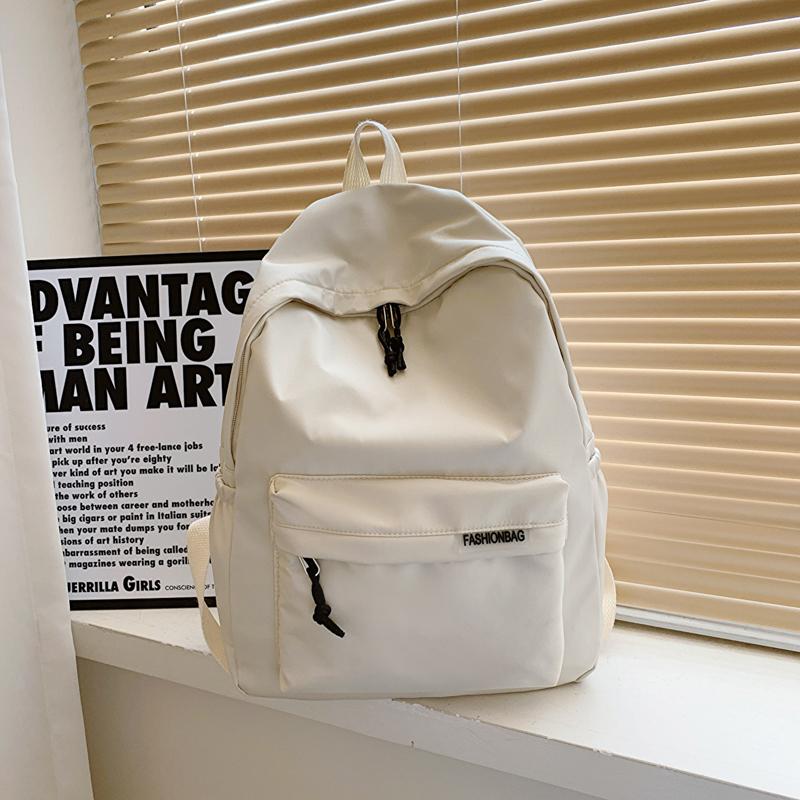 Unisex Minimalist Dopamine Backpack Solid Color Quilted Letter Logo Nylon Large Capacity Lightweight Laptop Backpack for Daily