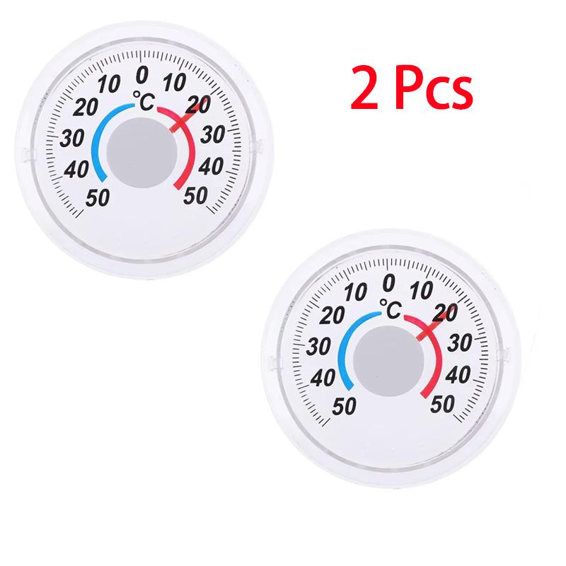 Round Plastic Outdoor Indoor Door Window Thermometer with Pointer - Humidity Temperature Measurement Tool Hygrometer Home Garden