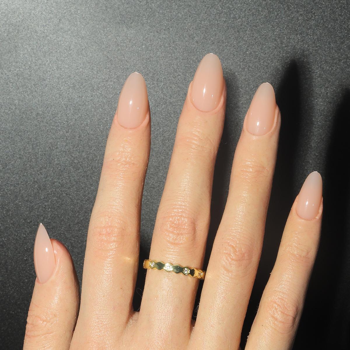 Solid Color Glossy Almond-Shaped False Nails, Removable, Short, Set of 30 Glue Type