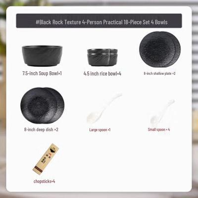 Kang Mo Premium Nordic Underglaze Black Dinnerware Set
