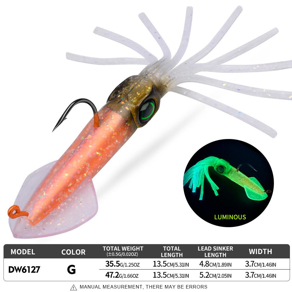 13cm Luminous UV Squid Lure with Lead Head & Hook - Soft Bionic Octopus/Cuttlefish Bait