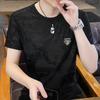 Jacquard Short-sleeved Mens T-shirt Summer Ice Silk Ice-sensing Quick-drying Half-sleeved Mens Leisure Top
