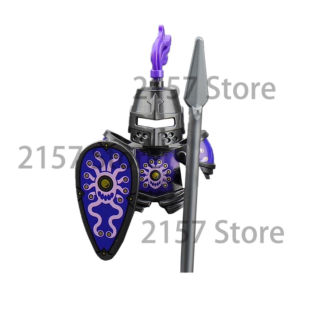 Medieval Castle Soldier Action Figures Building Block Dragon Anime Knight Accessory Warhorse Militia Helmet Shield Toy Gift S015