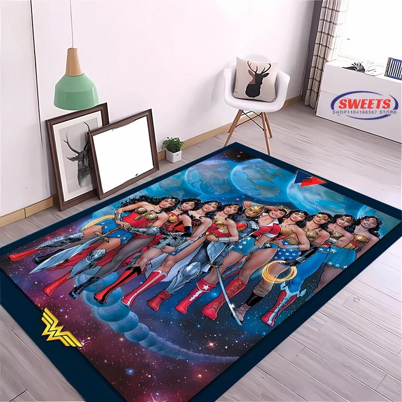 DC Wonder Woman Area Carpet,Living Room Bedroom Children's Room Sofa Mat,Four Seasons Available Doormat Floor Anti-slip Rug,Gift