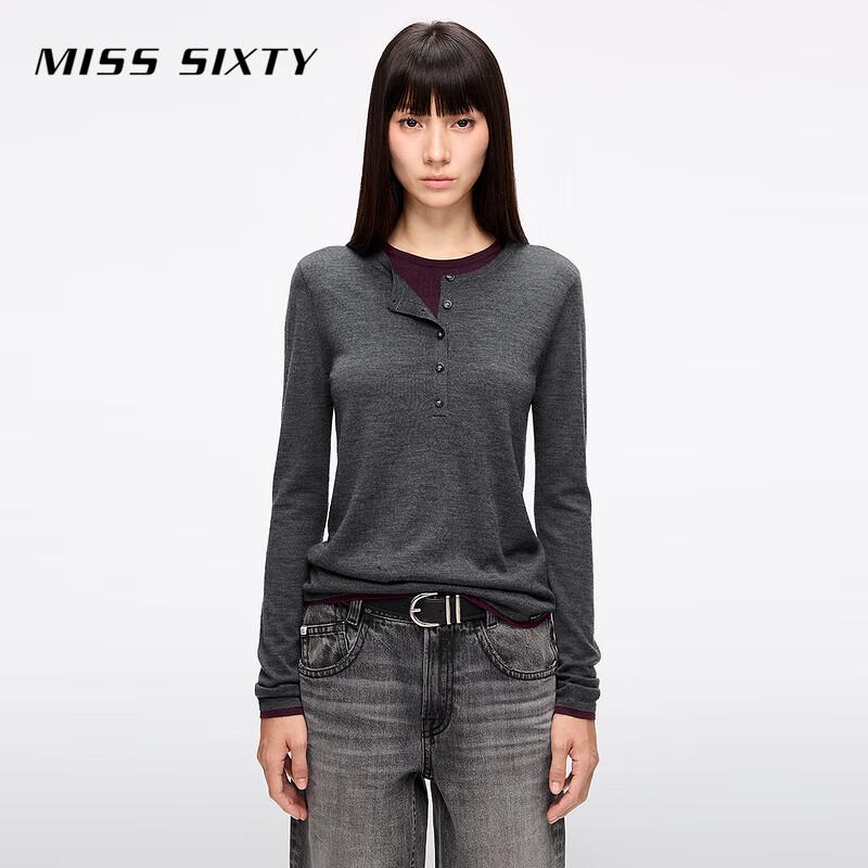 

Женский трикотажный топ MISS SIXTY из смесовой шерсти и шелка, цветной блок, имитация двойки M