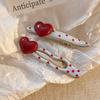 2Pcs Red Heart Cherry Dot Hair Clip for Women Sweet Irregular Water Droplets Side Clip Simple Y2K Hair Accessories