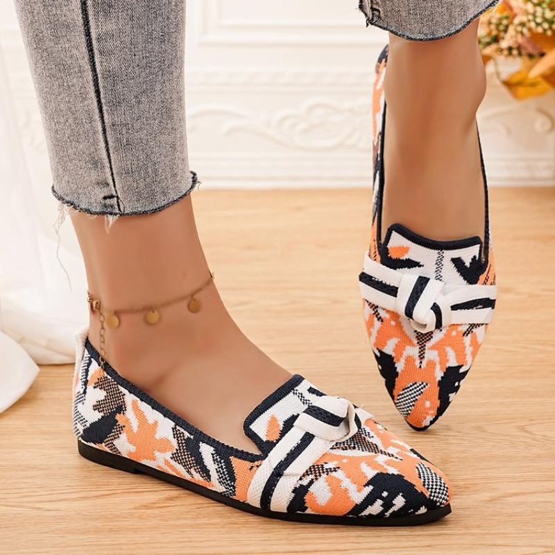 

Lightweight single shoes women s large size flat lazy shoes one pedal, pointed fly-woven large size 43 помаранчевий