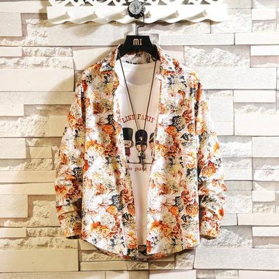 Camisa de Manga Larga Estampada Floral Nueva para Hombre de Primavera y Otoño Camisa de Moda Casual Trendy de Estilo Vintage para Hombre Camisa Transpirable de Moda Minimalista