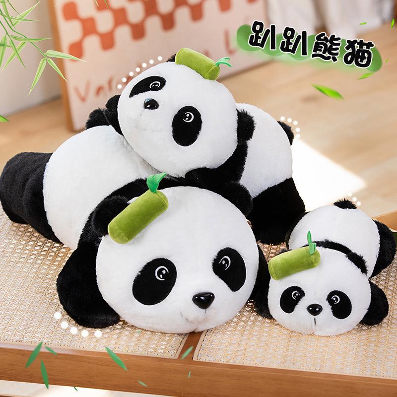 Cute Realistic Giant Panda Plush Toy with Bamboo Tube