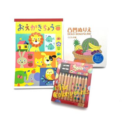Uneven Coloring Book Set Coloring Mixed Colored Drawing Stationery for Drawing Gift [Mamefuji Original] (Uneven Book, Pencils, Book) Toddlers, Set,