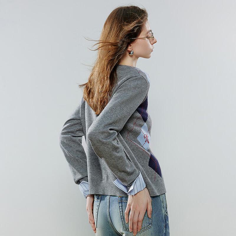 Retro Argyle Jacquard Knit Cardigan