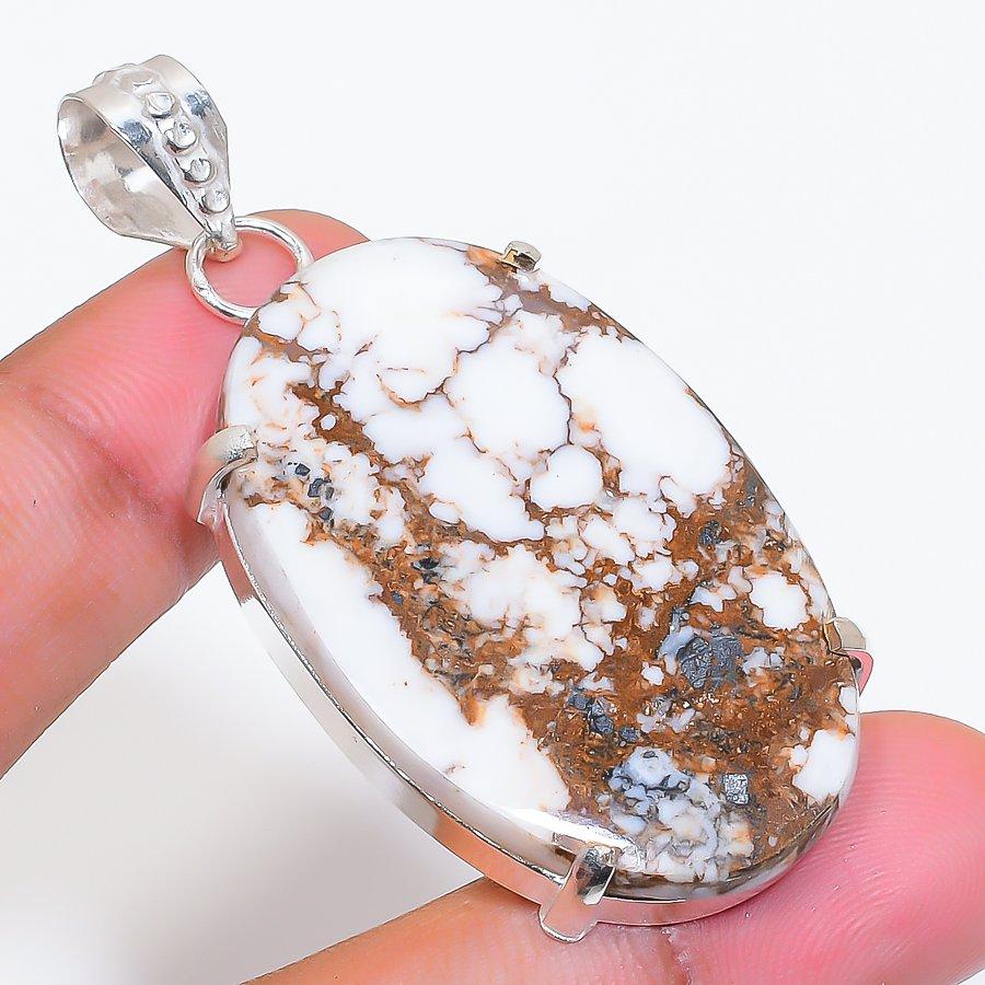 Natural Wild Horse Gemstone 925 Sterling Silver Jewelry Pendant 2.29" AP-16577