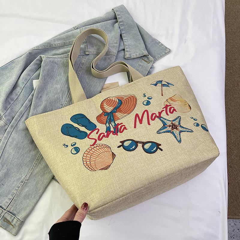Large Capacity Linen Bag for Women New Commuting Tote Bag for Women Ins Fashion One-shoulder Linen Bag