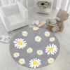 Artistic Modern Colorful Floral Round Rug – Daisy  Rose Nature-Inspired Mat for Living Room, Bedroom  Office