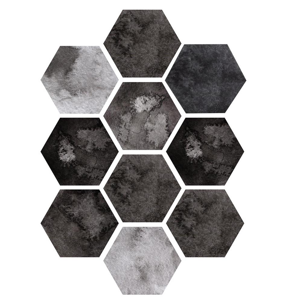 

10Pcs Simulation Hexagonal Unique Pattern Waterproof Non Slip Self Adhesive Tile Floor Sticker