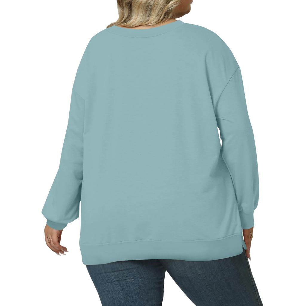 Plus Size Sweatshirt For  Women Oversized Crewneck Long Sleeve Pullover Tops