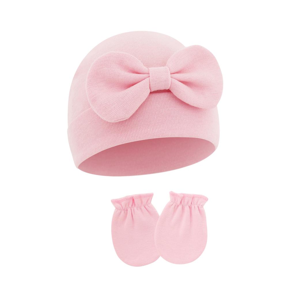 2025 Baby Bonnet Newborns Fetal Cap Fashionable Brimless Hat Trendy Headgear with Anti-grab Mittens Soft Gloves