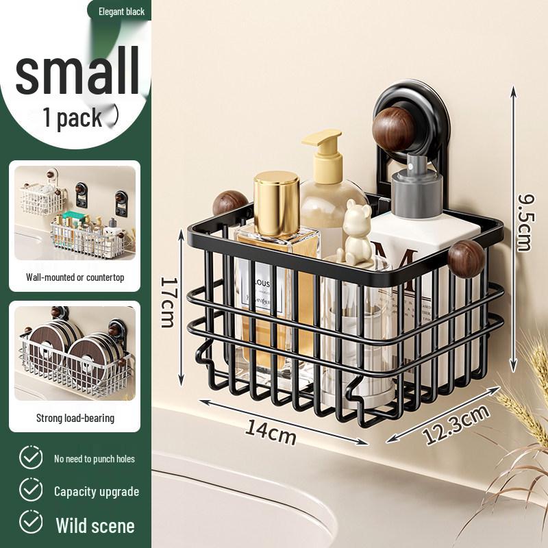 No-Drill Suction Cup Bathroom Shelf & Facial Wipes Storage Box