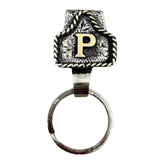 Vintage Letter Keychain Western Cowboy Style A to Z 26 Capital Letters Key Ring Metal Alphabet Key Holder Belt Bag Hanging Decoration Pendant