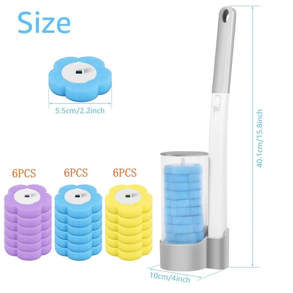 12/18 Pcs Toilet Brush Disposable Replacement Head Cleaning Kit Toilet Bowl Brush Long Handle Wc Accessories Tool