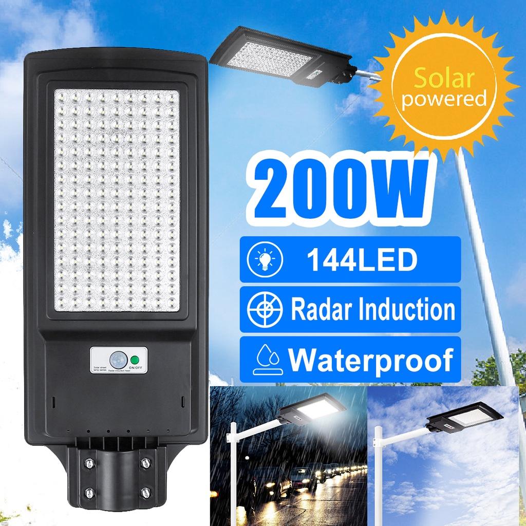 144 LEDs Radar Waterproof Induction Sensor Solar Street Light Outdoor Button Control Solar Light Wall Lamp for Home Garden 200W