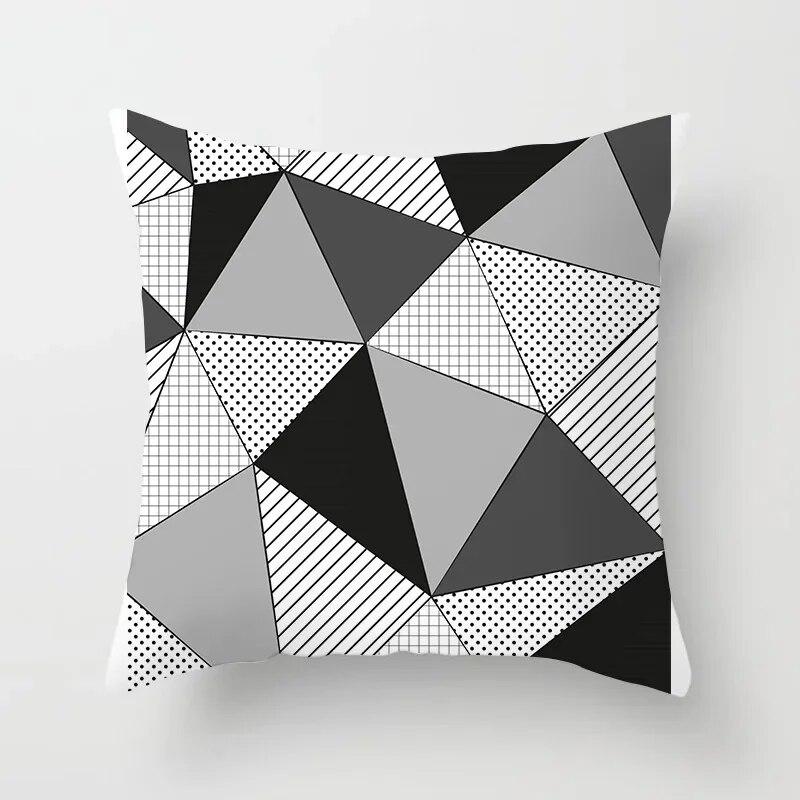 45x45cm Simple Fashion Black and White Geometric Stripe Printed Pillowcase Polyester Sofa Seat Cushion Cover Modern Home Decor