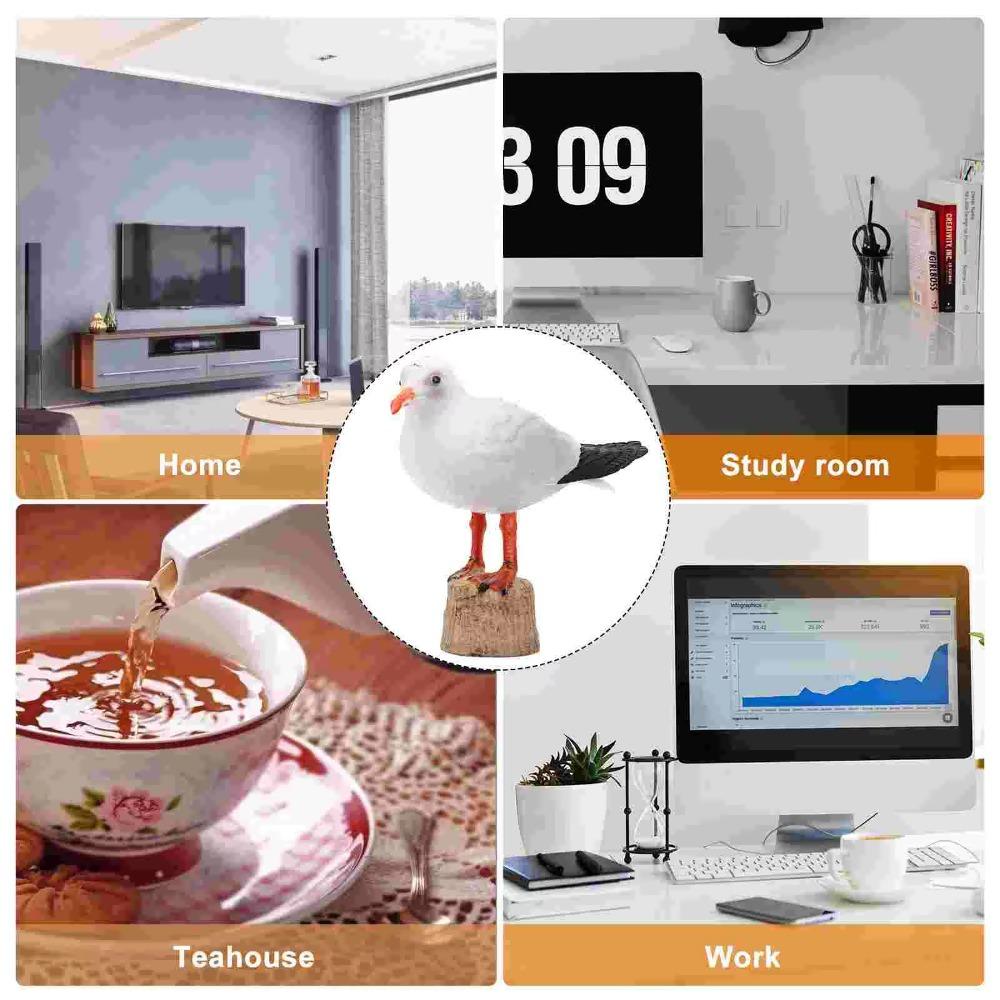 2 Pcs Unique Nautical Seagull Statue Handmade Simulation Seagull Sculpture  Home Decor