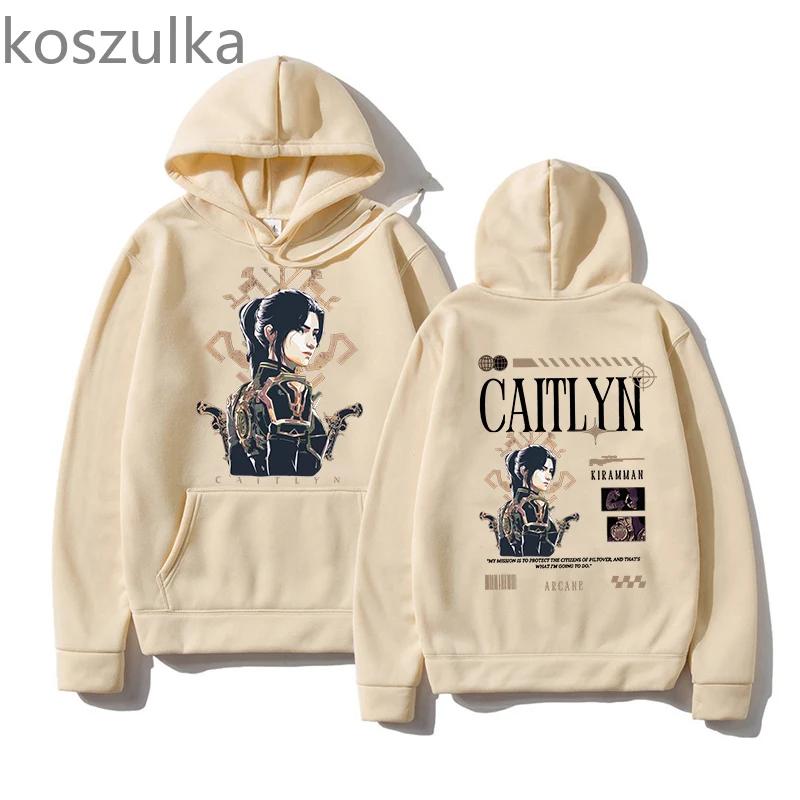 Arcane Caitlyn Kiramman Druck Kapuzenpullover Winter Herren Damen Langarm Sweatshirt Unisex Streetwear Herren Hoodie Streetwear
