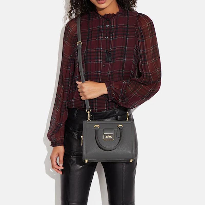 New COACH Grace With Cow Leather And Sheepskin Shoulder Bag, Crossbody Bag, Handbag Medium Size Women's Granite Gray CE606-IMGRT