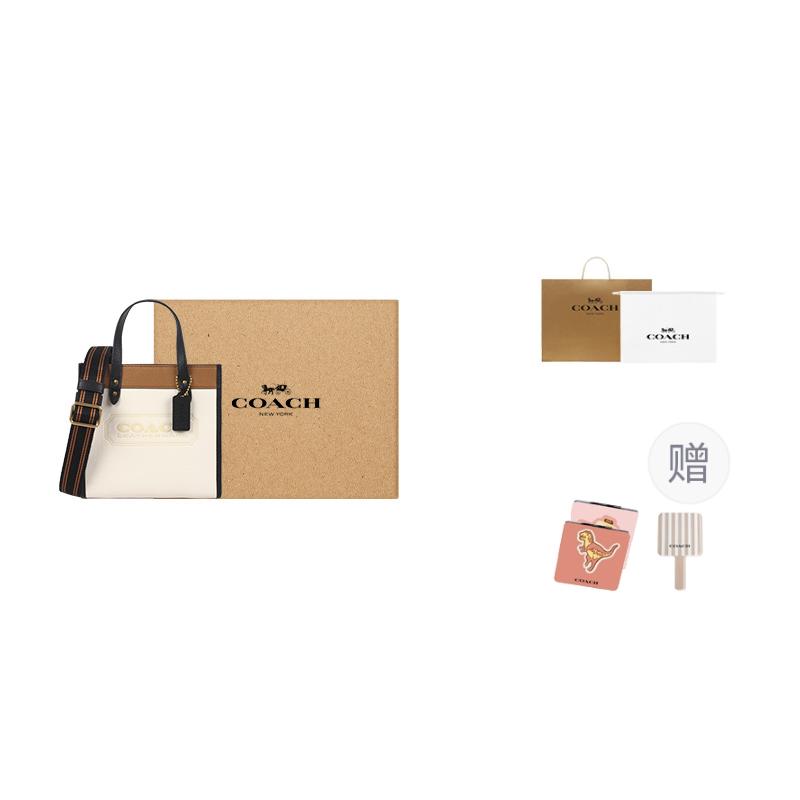 COACH Field Leather Tote Bag, Shopping Bag, Shoulder Bag, Crossbody Bag, Handbag Small Women's White/Brown C3461-B4CAH