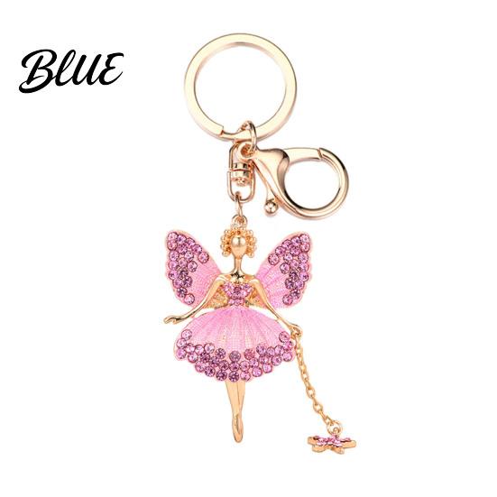 Butterfly Wings Fairy Keychain Flower Rhinestone Charm Cute Dazzling Sparkly