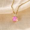 Luxury Female Blue White Opal Round Stone Pendant Necklace Vintage Gold Color Wedding Jewelry For Women