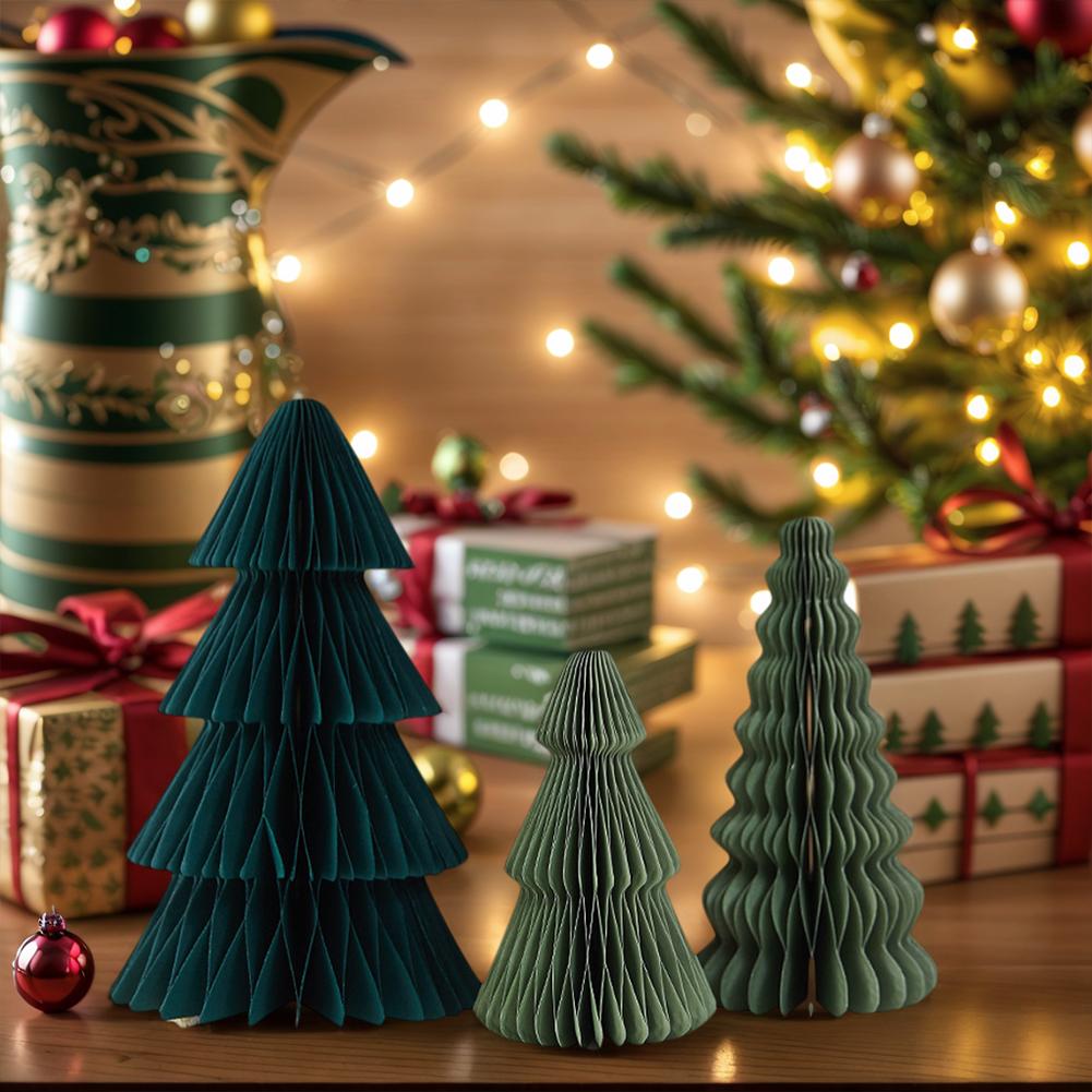3 Stück Mini Weihnachtsbaum Waben Weihnachtsbaum Papier Weihnachtsbaum für Weihnachten Winterfest Neujahrsdekoration