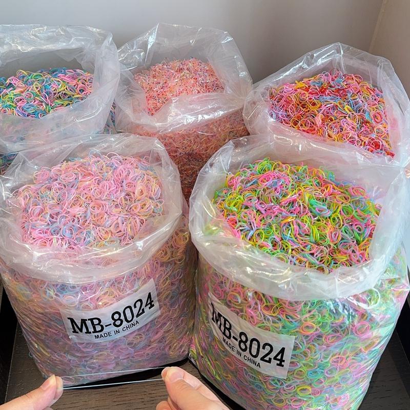 1000Pcs/bag Girls Colourful Disposable Rubber Band Hair Ties Headband Children Ponytail Holder Bands Kids Hair Accessories