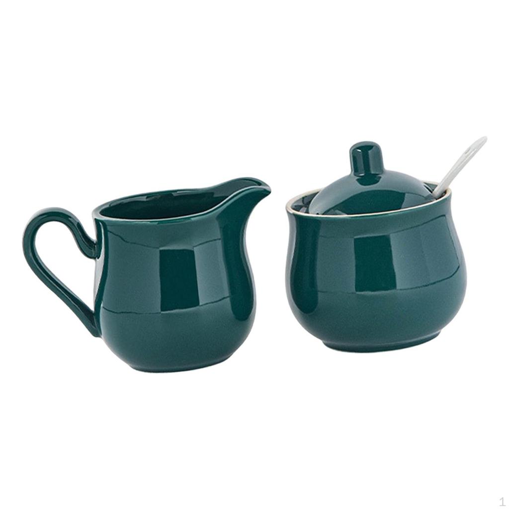 Set Zuccheriera e Lattiera in Ceramica Brocca, Regalo, Porta Zucchero Lattiera Ciotola con Coperchio