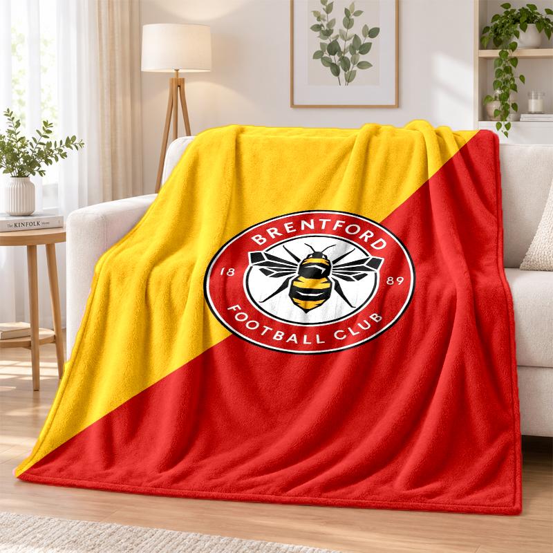 Brentford Football Printed Flannel Blanket Warm Comfort Bed Throw For Indoor Home Decoration